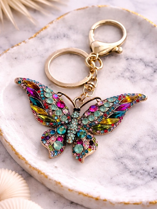 Accessories - Butterfly-Multicolor rhinestone Butterfly Keychain/bag charm